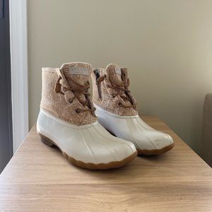 Cream Sperry Boots